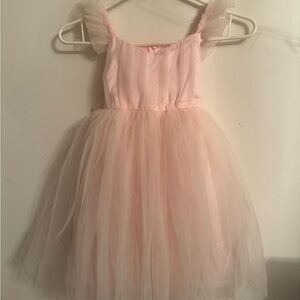 Pink Tulle Dress with Ruffled Straps